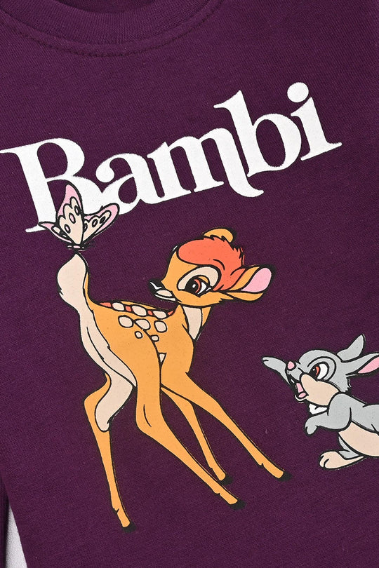Infant Girls Jersey/Terry T-Shirt F/S BAMBI-Dark Purple