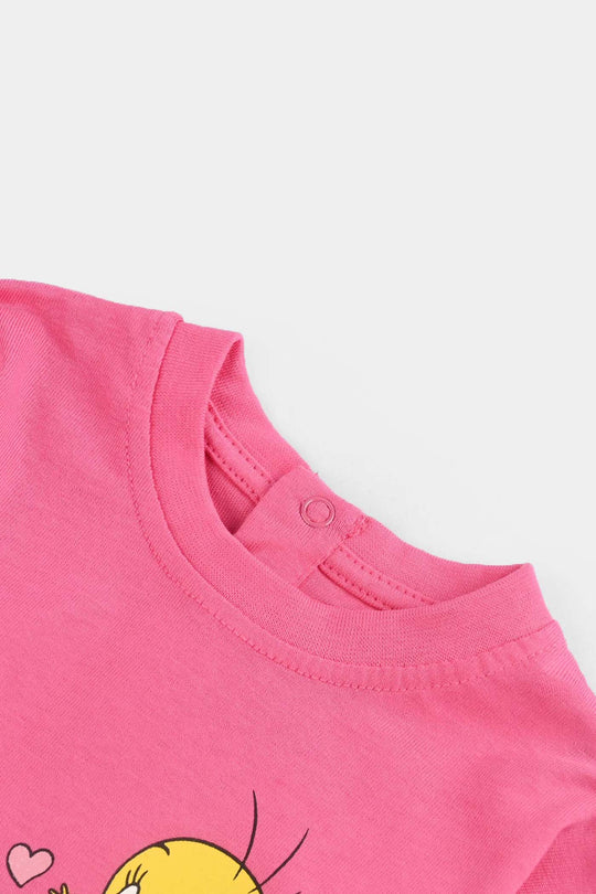 Infant Girls Jersey/Terry T-Shirt - Pink