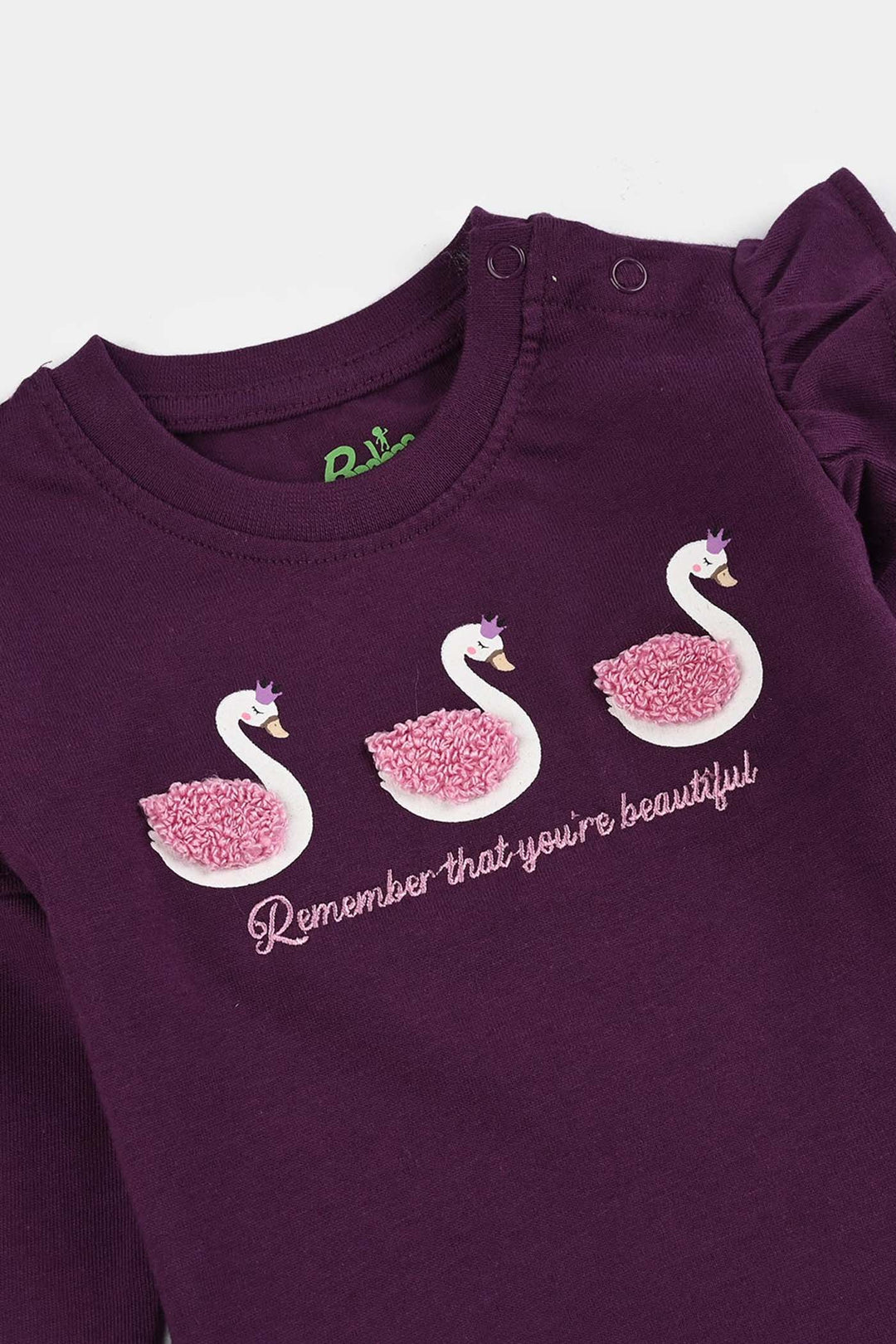 Infant Girls Jersey/Terry T-Shirt F/S YOU ARE BEAUTIFUL-Dark Purple