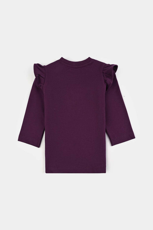 Infant Girls Jersey/Terry T-Shirt F/S YOU ARE BEAUTIFUL-Dark Purple
