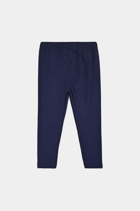 Girls Jersey/Terry Tights-NAVY
