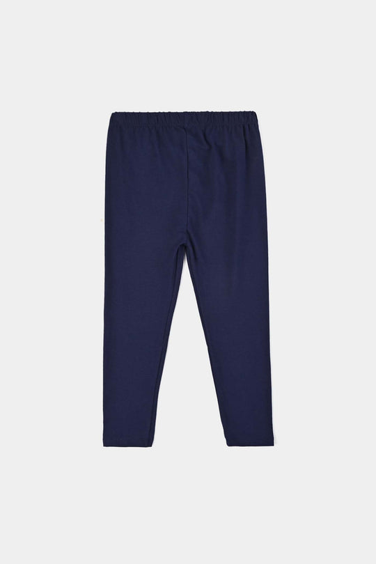 Girls Jersey/Terry Tights-NAVY