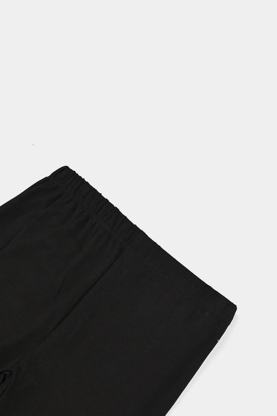 Girls Jersey/Terry Tights-BLACK