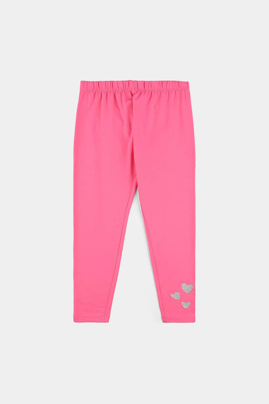 Girls Jersey/Terry EMB Tights Lurex Hearts-Pink