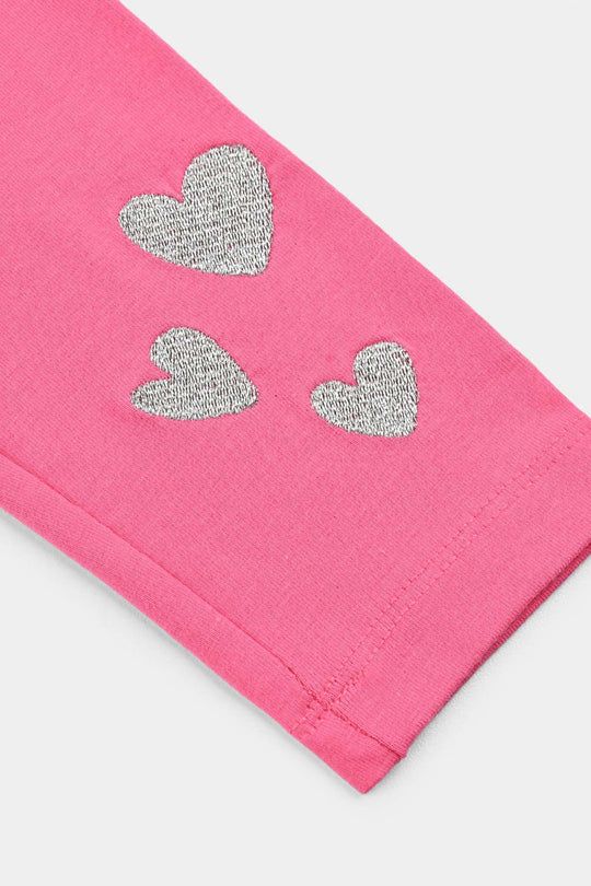 Girls Jersey/Terry EMB Tights Lurex Hearts-Pink