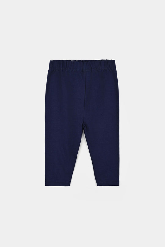 Infant Girls Jersey/Terry Tights Navy-NAVY