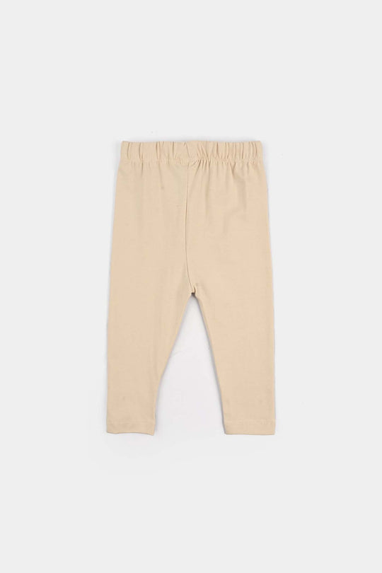 Infant Girls Jersey/Terry Tights Brown-Wood.Ash