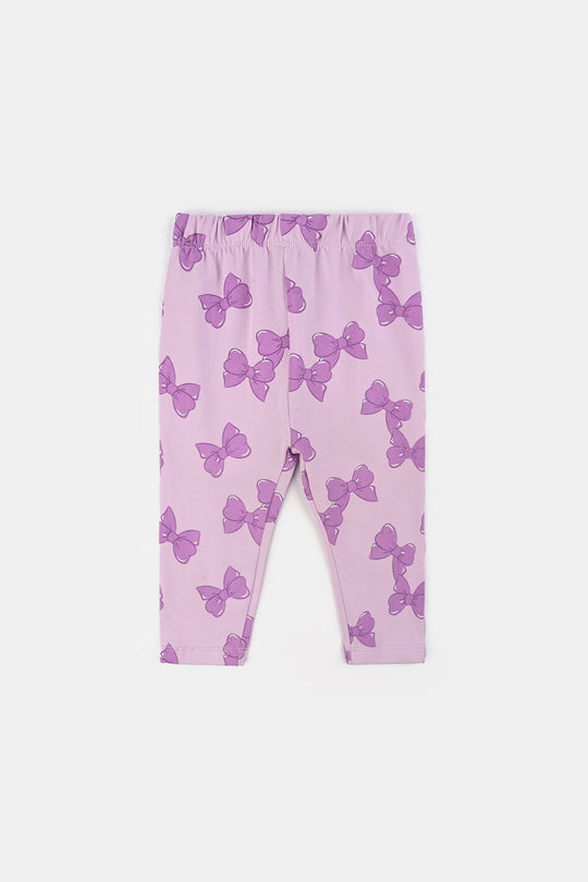 Infant Girls Jersey/Terry Printed Tights BOW