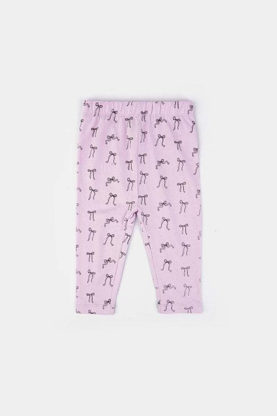 Infant Girls Jersey/Terry Printed Tights Bows
