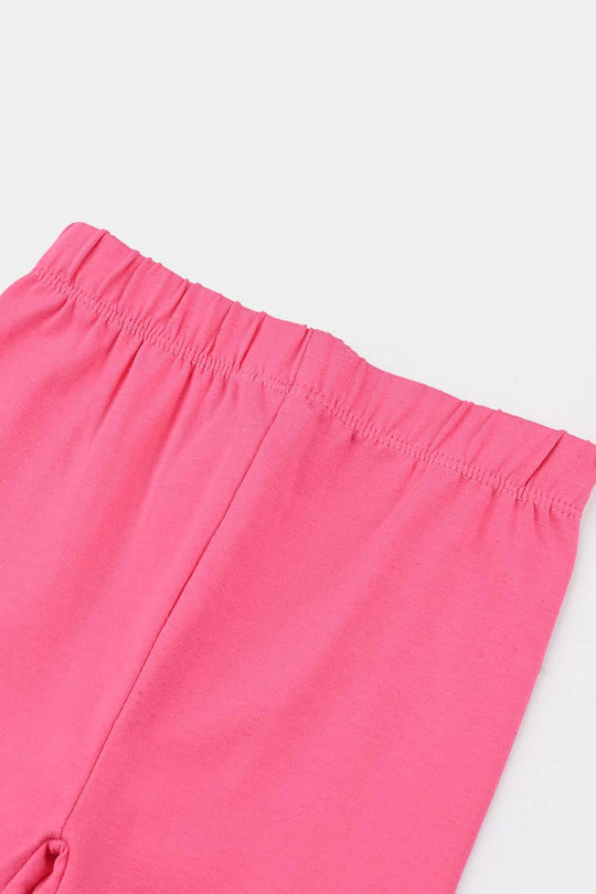 Infant Girls Jersey/Terry Embroidered Tights (Cloud) - Pink
