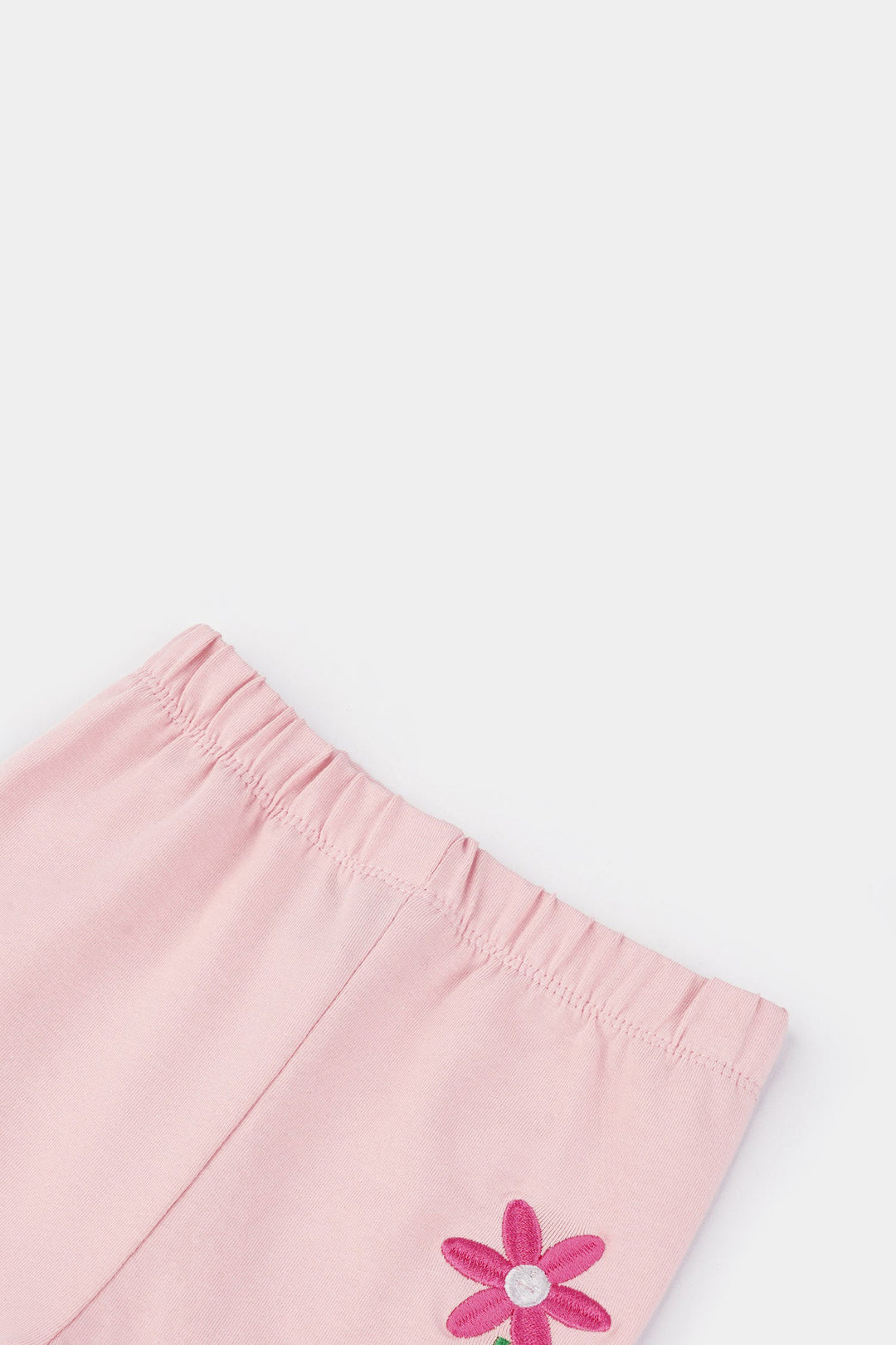 Infant Girls Jersey/Terry Emb Tights Flower-C.Pink