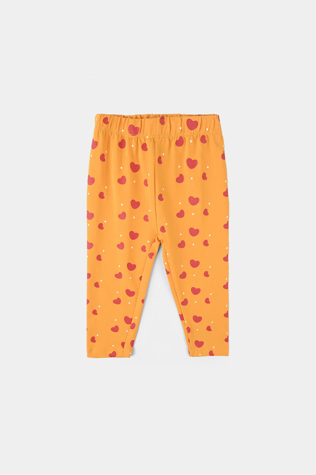 Infant Girls Jersey/Terry Printed Tights HEARTS REPEAT-Yellow