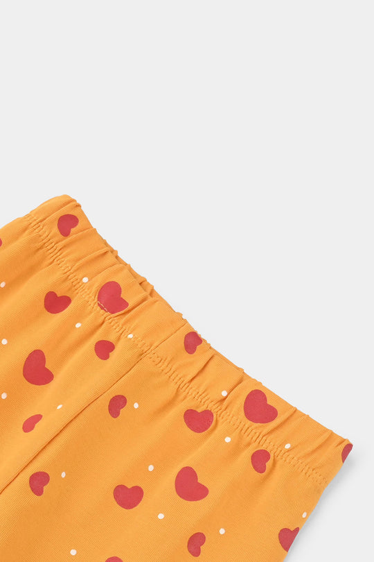 Infant Girls Jersey/Terry Printed Tights HEARTS REPEAT-Yellow