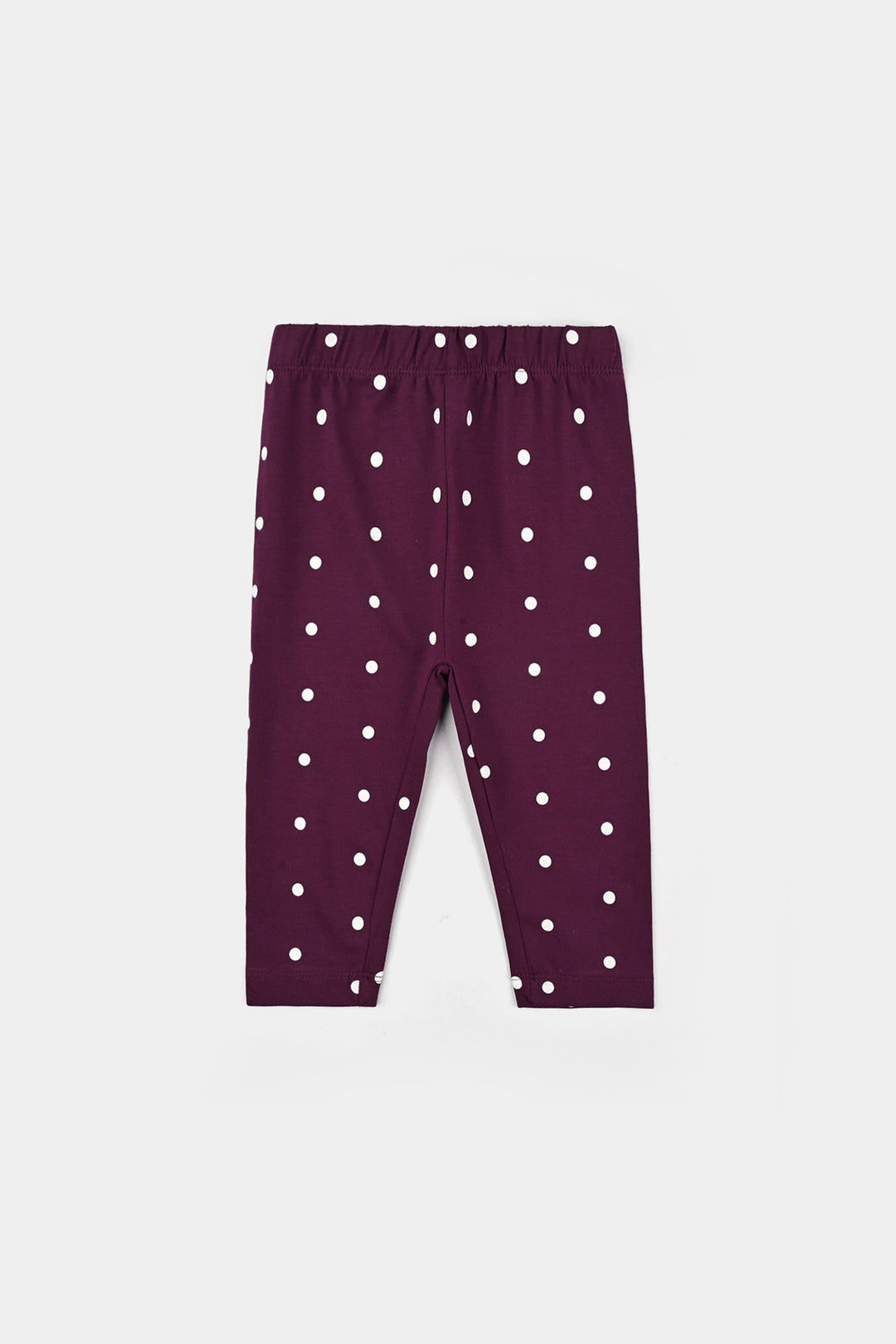 Infant Girls Jersey/Terry Printed Tights POLKA DOTS-Dark Purple