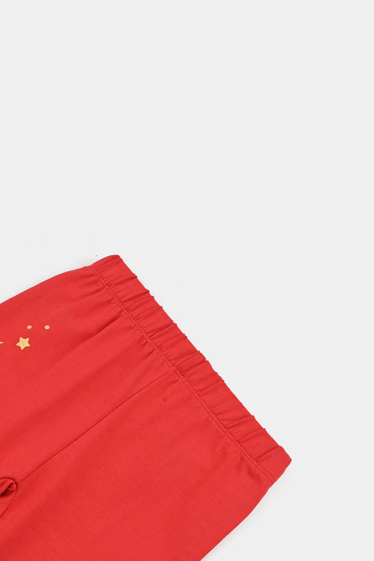 Infant Girls Jersey/Terry Printed Tights STARS-Chine .Red