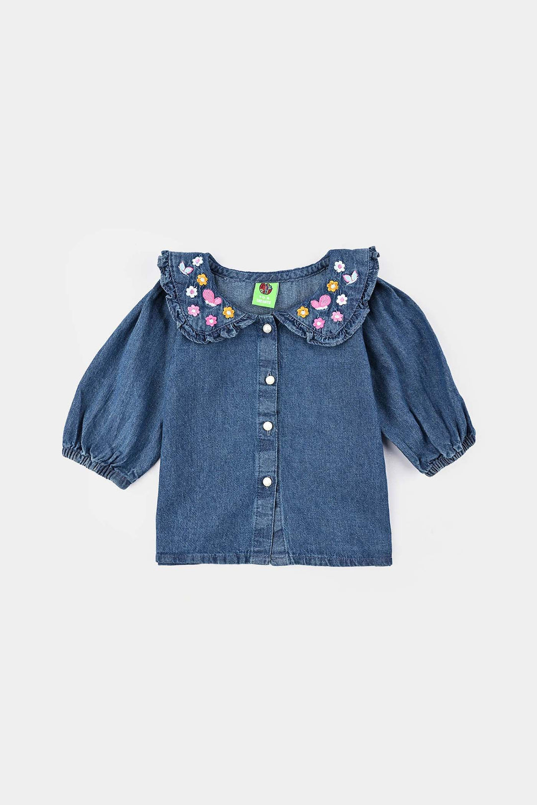 Infant Girls Denim (Light Denim) Suit-Flower Edit - Blue