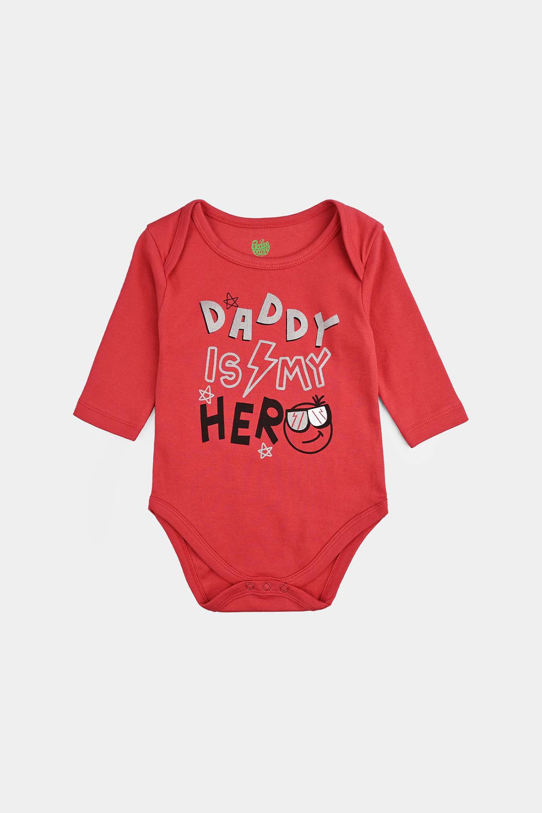 Infant Unisex Cotton Interlock Romper (DADDY IS MY HERO) - Red
