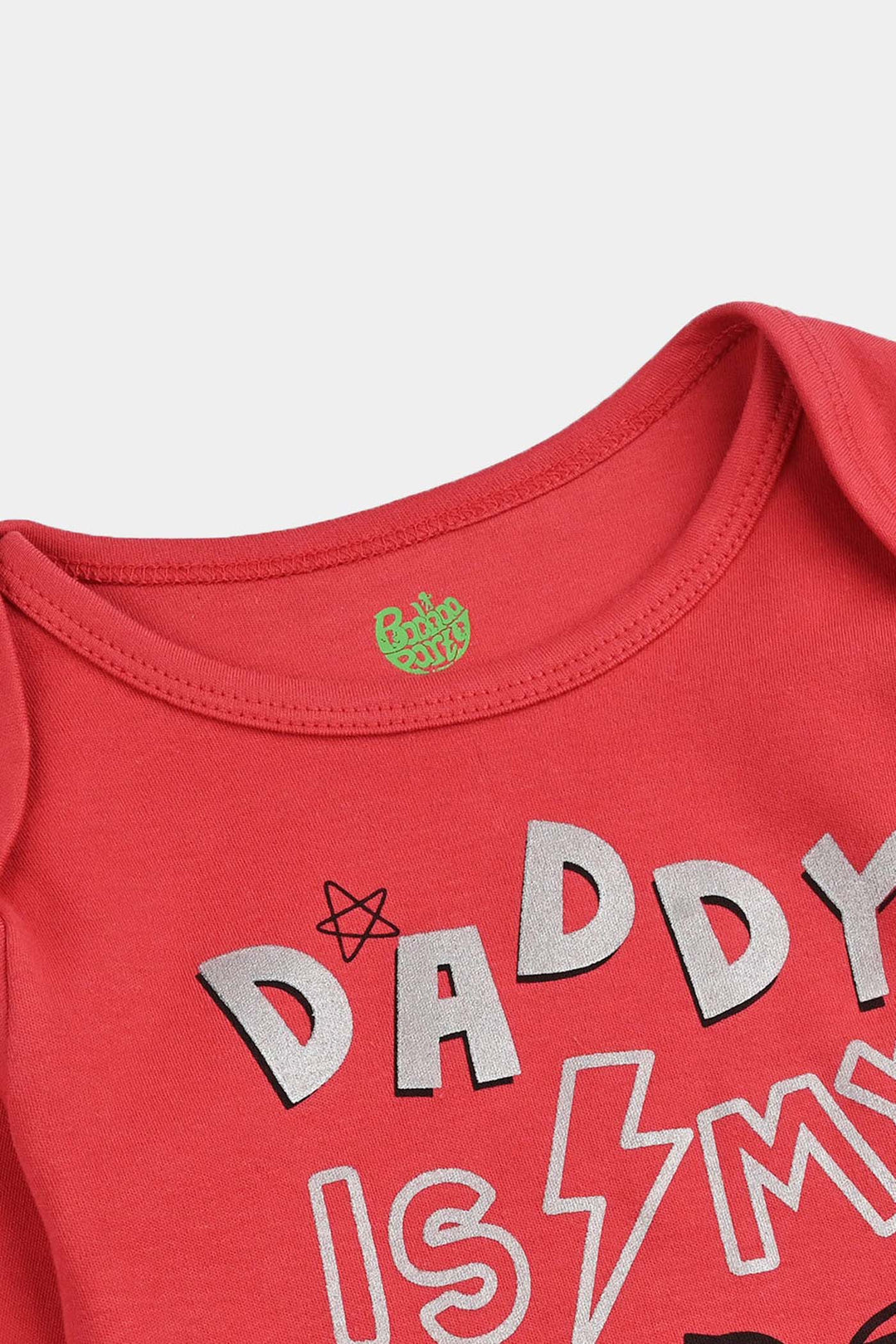 Infant Unisex Cotton Interlock Romper (DADDY IS MY HERO) - Red