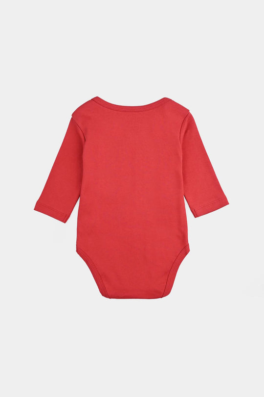 Infant Unisex Cotton Interlock Romper (DADDY IS MY HERO) - Red