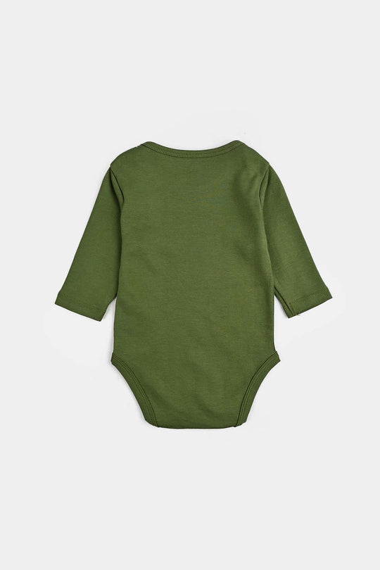 Infant Boys Cotton Interlock Basic Romper (Fun Days) - Green