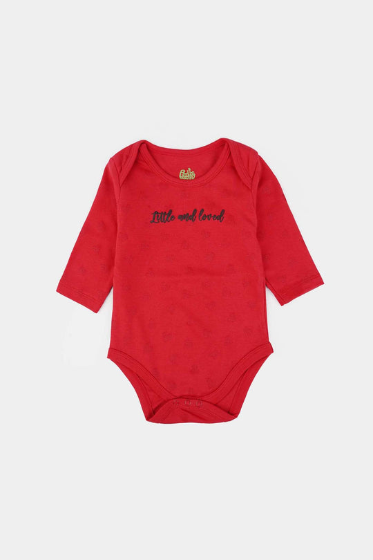 Infant Basic Romper Girls Cotton Interlock LITTLE AND LOVED-Red