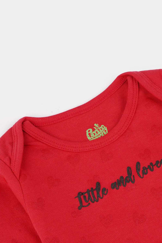 Infant Basic Romper Girls Cotton Interlock LITTLE AND LOVED-Red