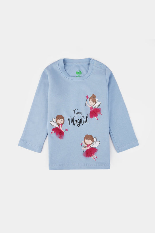 Infant Girls Cotton Interlock Suit LITTLE FAIRY-Powder Blue