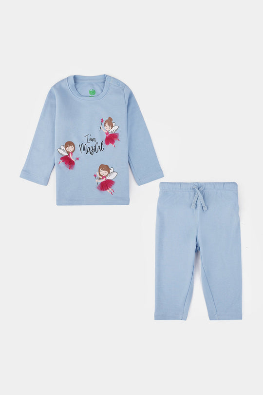 Infant Girls Cotton Interlock Suit LITTLE FAIRY-Powder Blue