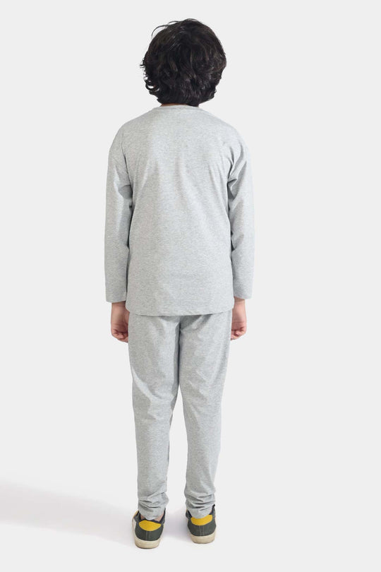Boys Poly Cotton Jersey Nightwear - Grey