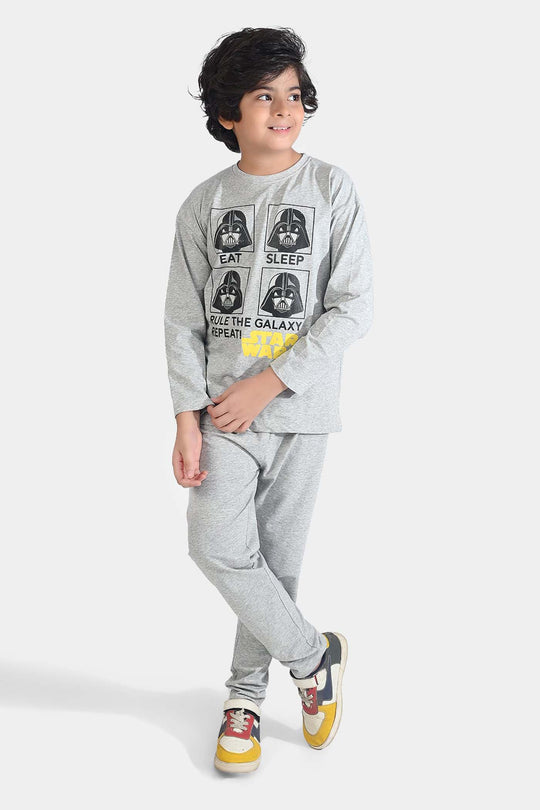 Boys Poly Cotton Jersey Nightwear - Grey