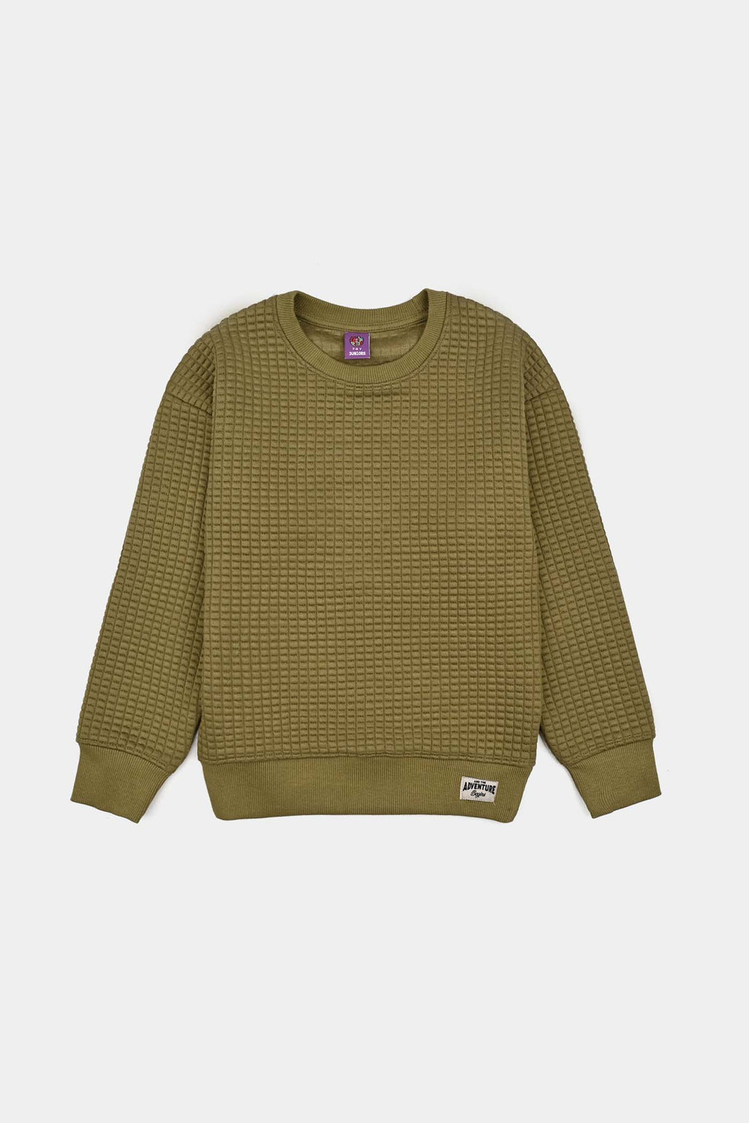 Boys Quilted Sweatshirt THE ADVENTURE BEGINS-GREEN