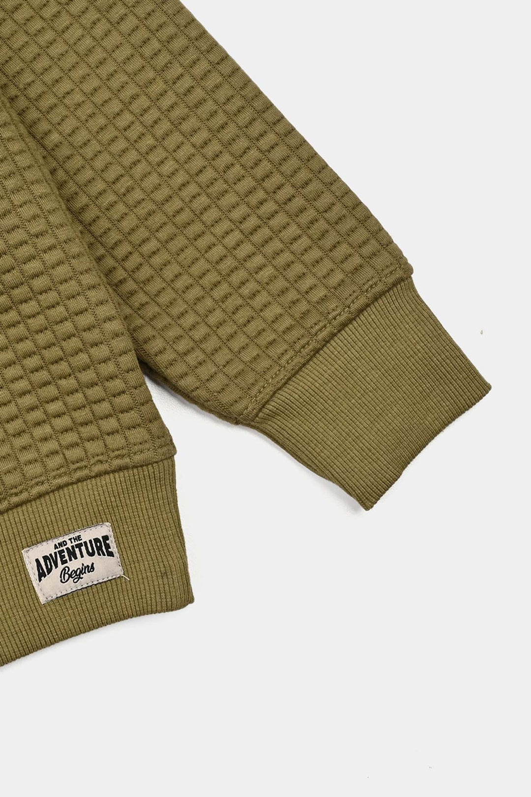 Boys Quilted Sweatshirt THE ADVENTURE BEGINS-GREEN