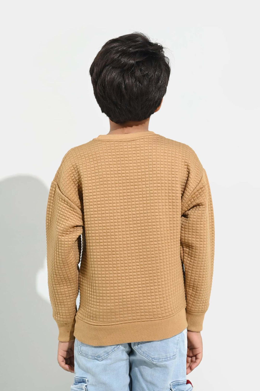 Boys Quilted Sweatshirt THE ADVENTURE BEGINS - BROWN