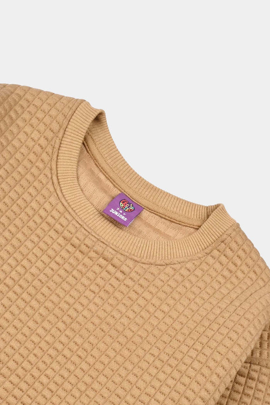 Boys Quilted Sweatshirt THE ADVENTURE BEGINS - BROWN