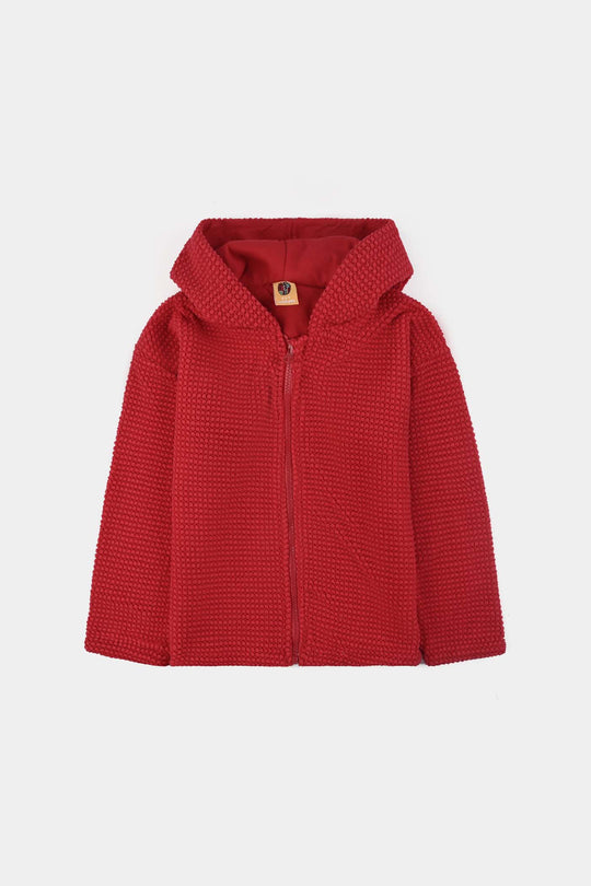 Girls Sherpa Jacket Red Fancy-RED