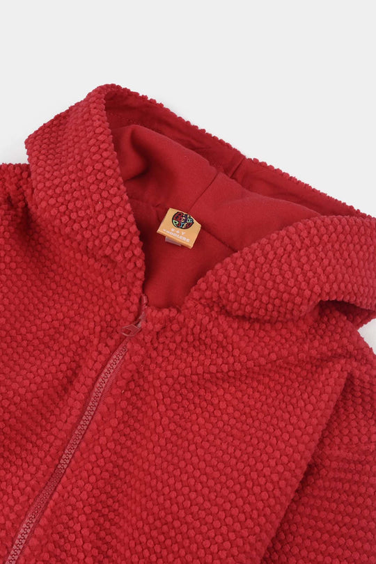 Girls Sherpa Jacket Red Fancy-RED