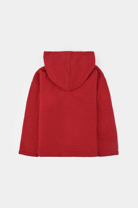Girls Sherpa Jacket Red Fancy-RED