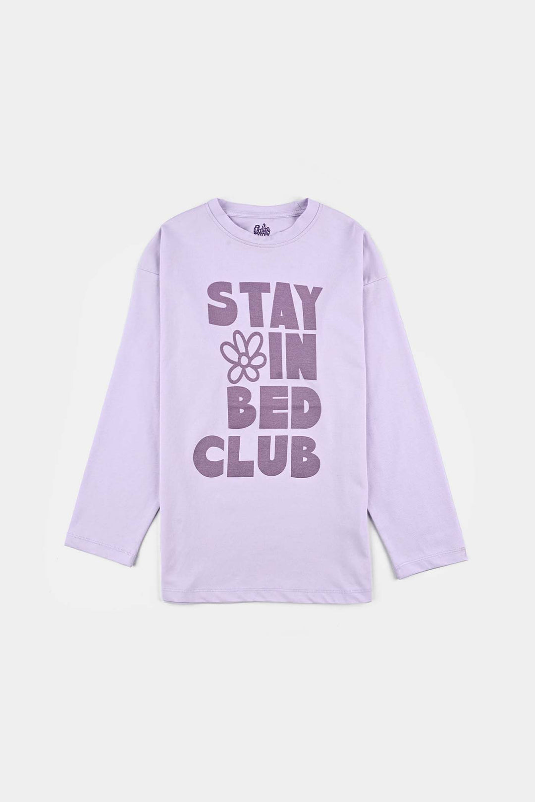 Girls Poly Cotton Jersey Night Suit - Purple