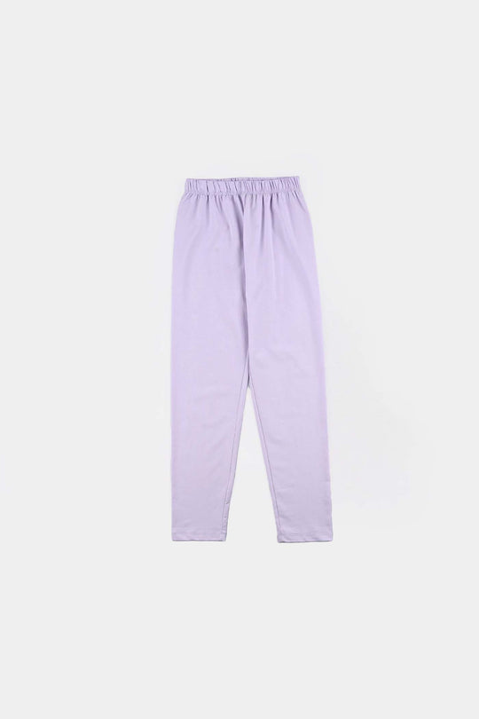Girls Poly Cotton Jersey Night Suit - Purple