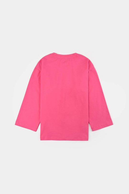 Girls Jacquard Jersey T-Shirt F/S BOWS-PINK