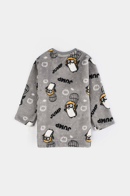 Infant Boys Sherpa Suit PENGUIN-GREY