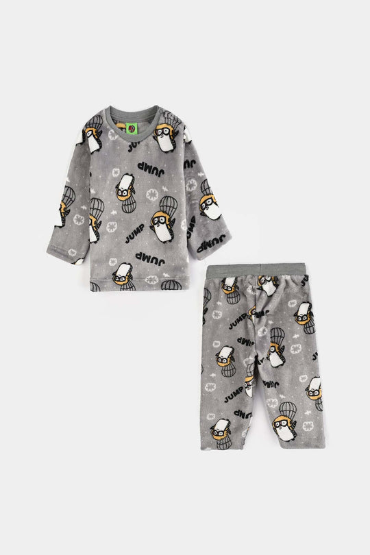 Infant Boys Sherpa Suit PENGUIN-GREY