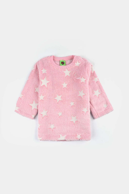 Infant Girls Sherpa Suit - Pink