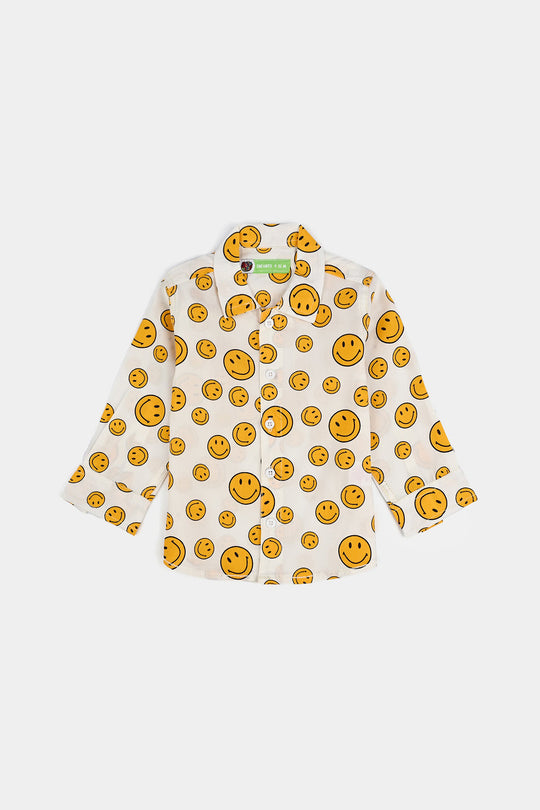 Infant Boys Cotton Poplin Suit-Smile - Off White