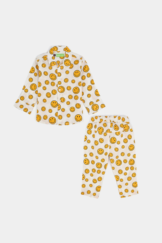 Infant Boys Cotton Poplin Suit-Smile - Off White