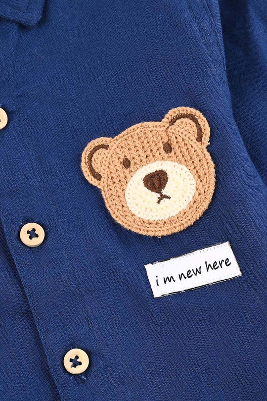 Infant Boys Cotton Suit-Im New Here-BLUE