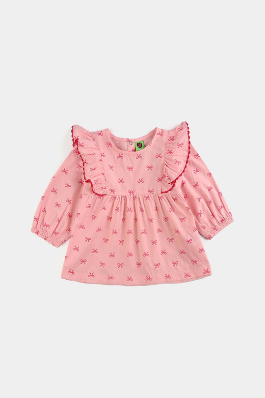Infant Girls Cotton 2 Pc Suit-Knot IT-Light Pink