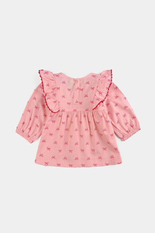 Infant Girls Cotton 2 Pc Suit-Knot IT-Light Pink