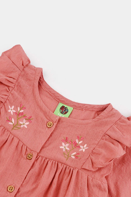 Infant Girls Chiffon 2 Pc Suit - Gold/Pink