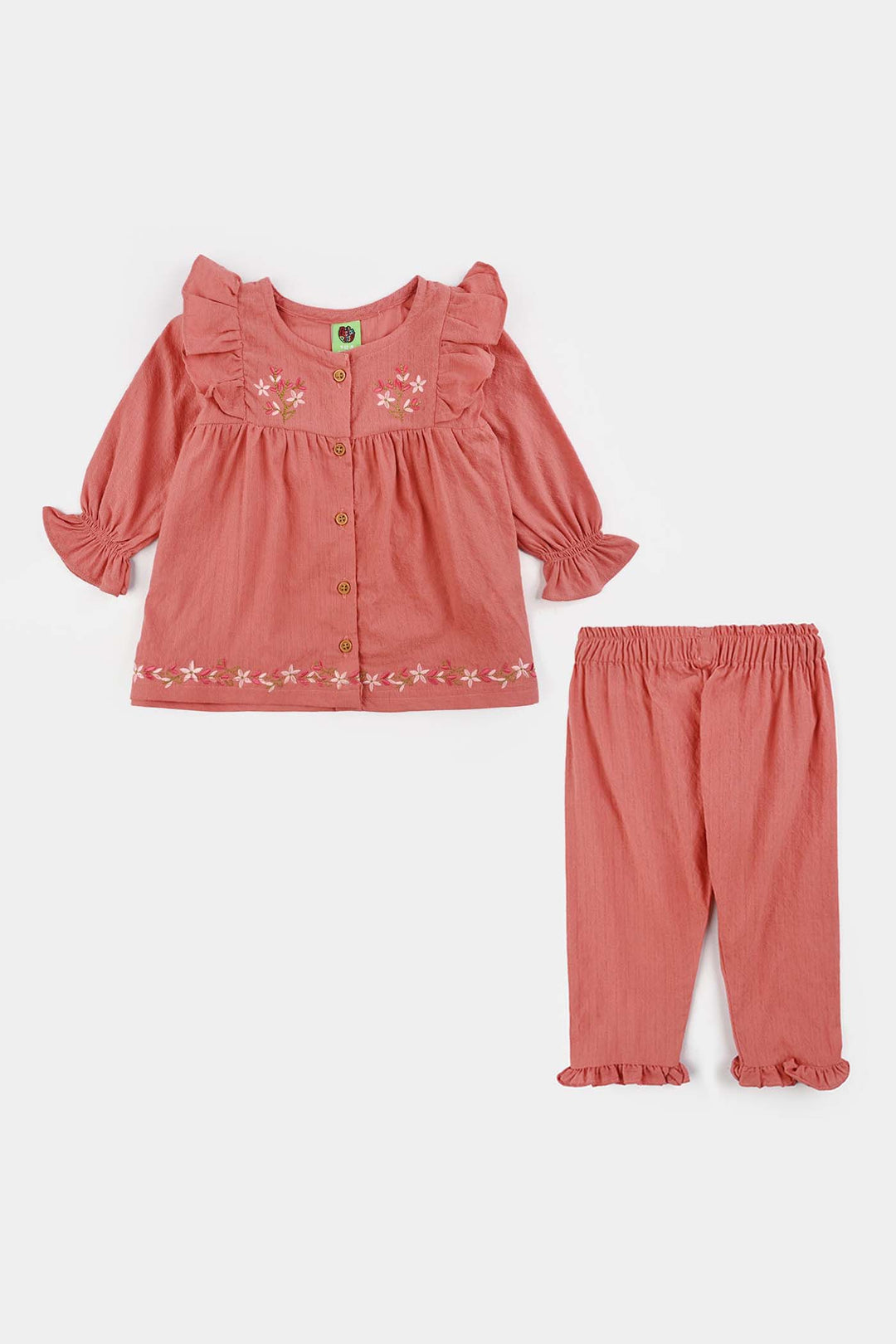 Infant Girls Chiffon 2 Pc Suit - Gold/Pink